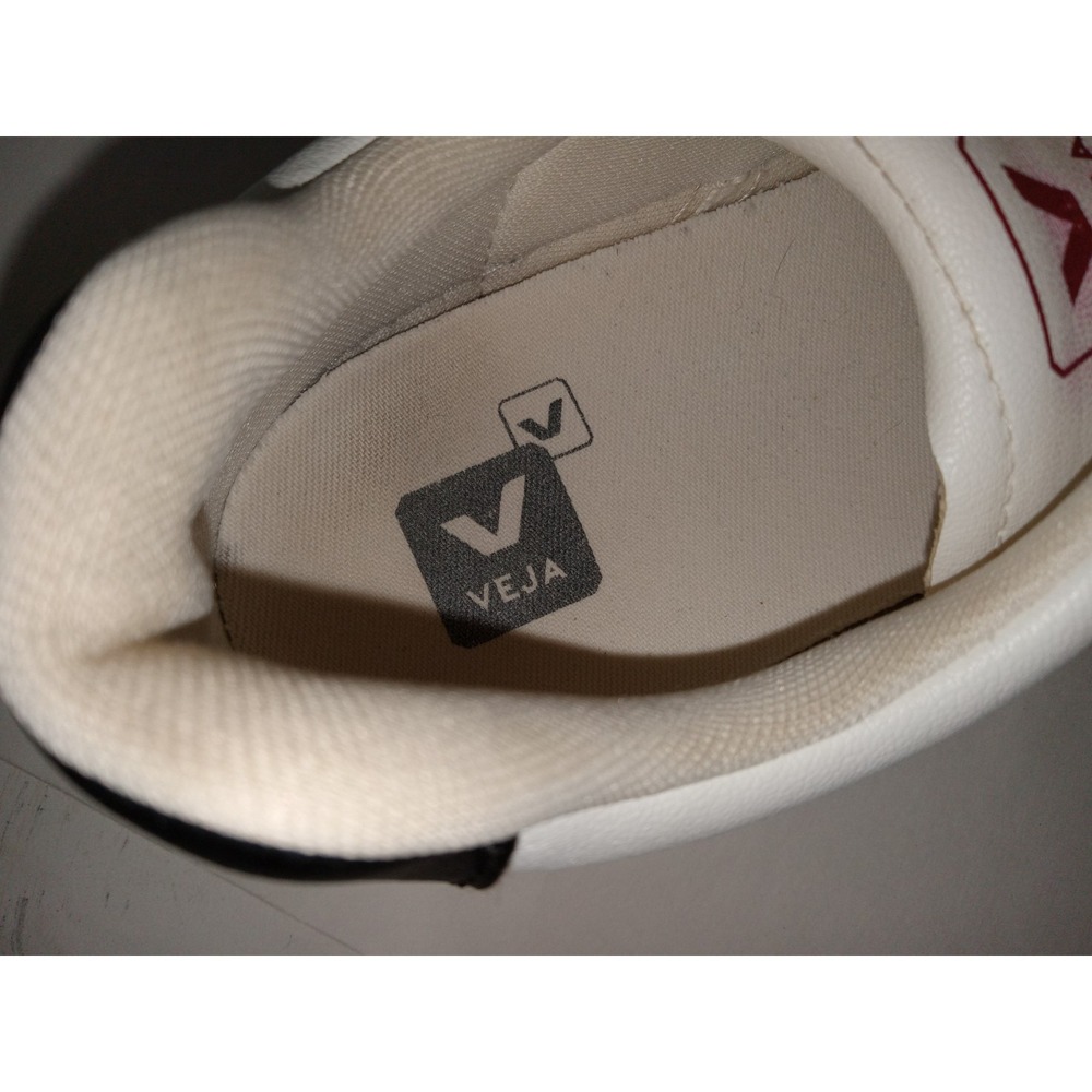 Veja V-12 Leather Marsala Low Top Men's Size 8 Red White & Black Sneakers Shoes - Picture 9 of 11